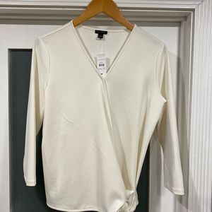Ann Taylor NWT Ivory 3/4 sleeve, wrap blouse Sz: M